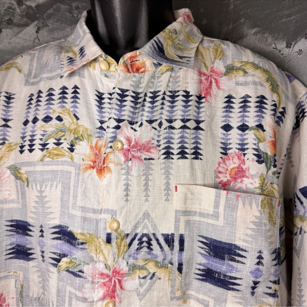 Tommy Bahama & Pendleton Aloha Harding Breezer Long-Sleeve Linen Shirt Size XL - Picture 4 of 12